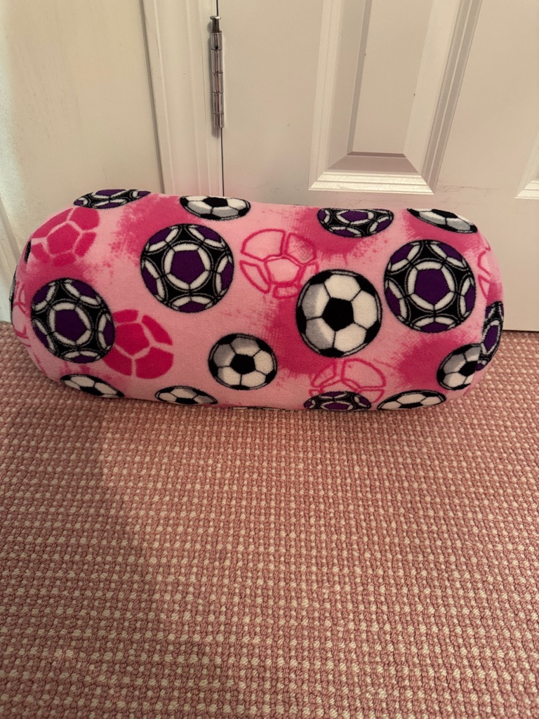 Pink Soccer Print Plush Bolster Pillow